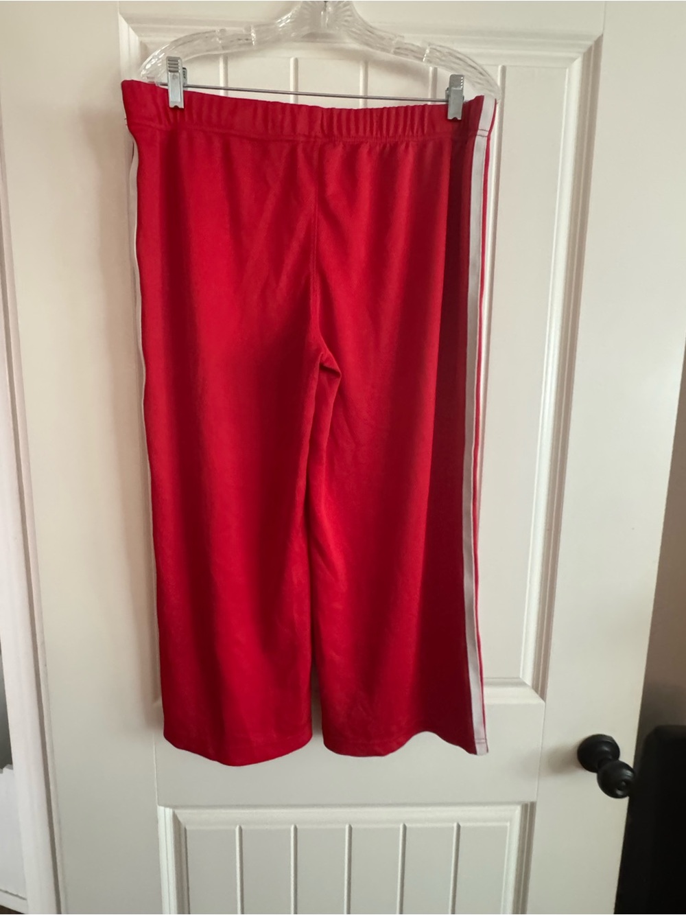 Women’s red Athletic Track Pants with White Stripes - Picture 2 of 3